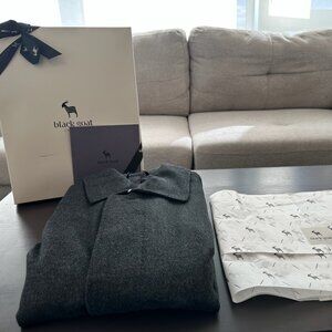 Black Goat Coat with Raglan Sleeve